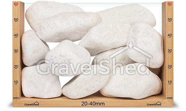 20-40mm pebbles at 60mm deep